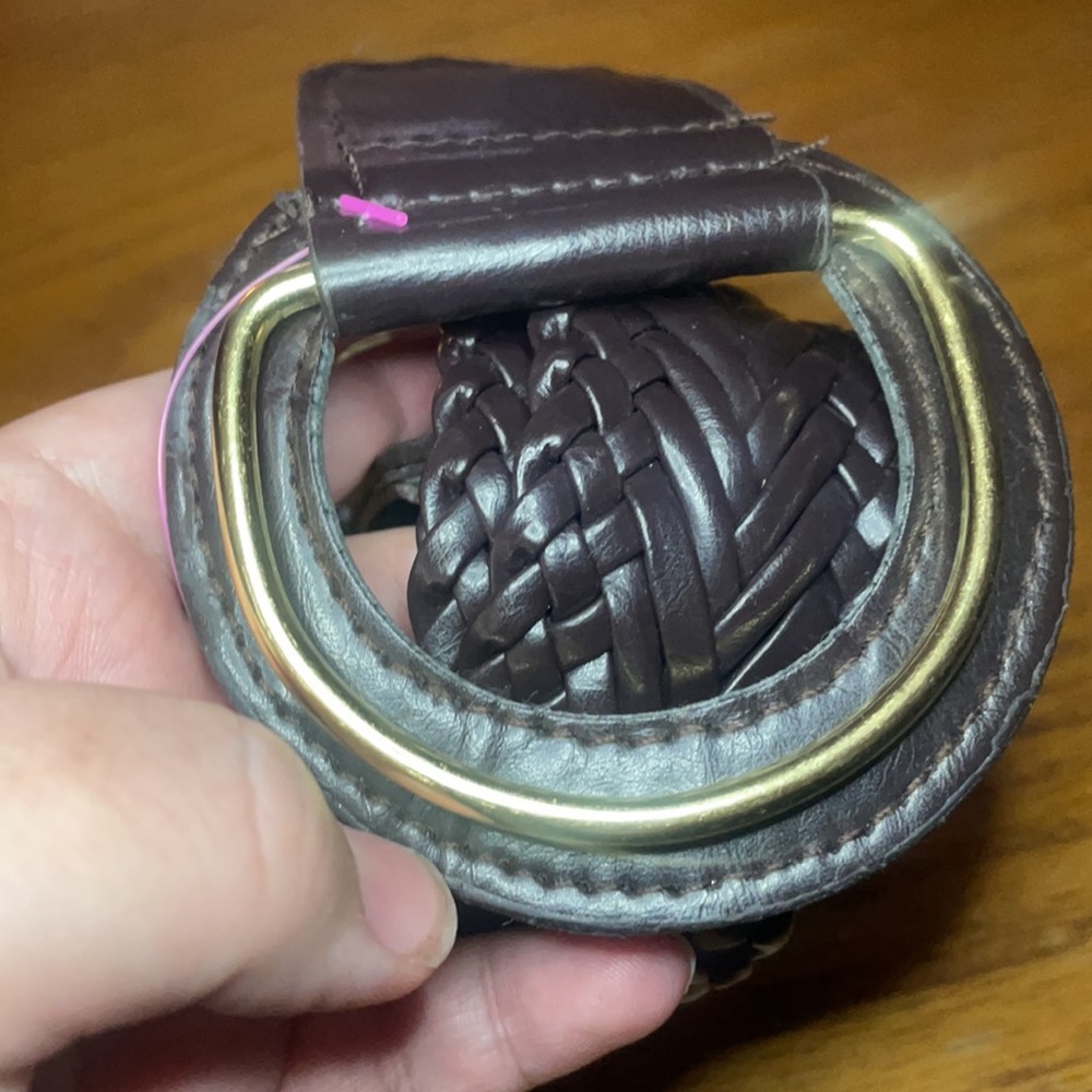 Brown and gold woven belt 2 inches wide size XL adjustable